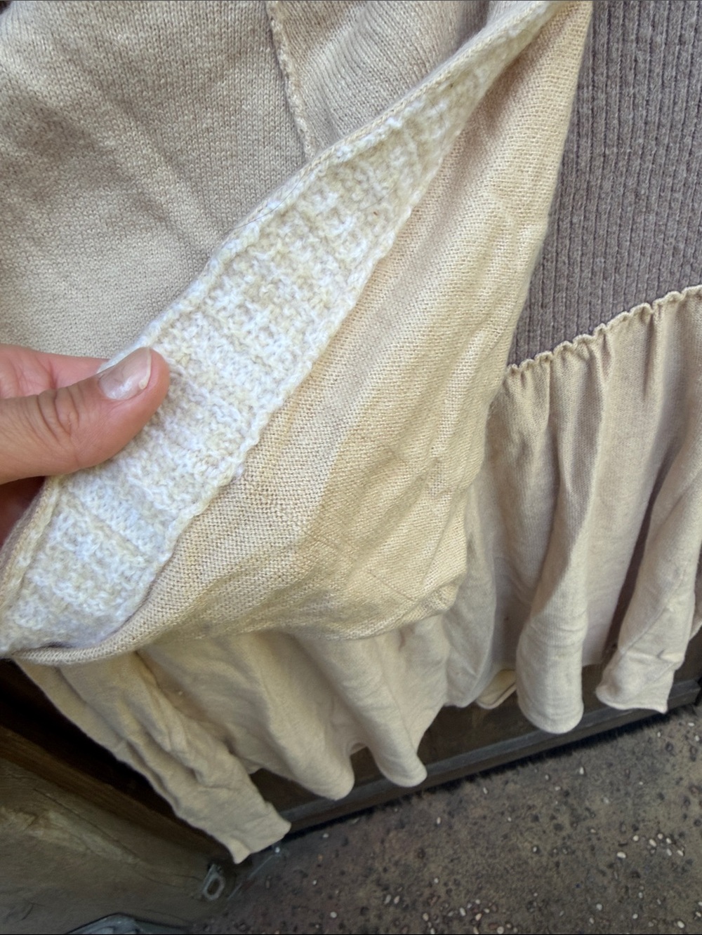 Free People Beige Two-Tone Hooded Button Cardigan Sweater - Picture 4 of 7